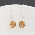 Natural Citrine Handmade Statement Dangle Earrings Solid 925 Sterling Silver Jewelry for Women