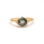 Genuine Green Moss Agate Hexagon Shape Designer Moissanite Gold Ring Gift For Mom