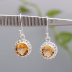 Natural Citrine Handmade Designer Dangle Earrings 925 Sterling Silver Healing Jewelry for Women