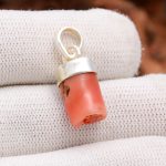 Natural Italian Rough Red Coral  925 Sterling Silver Vintage Pendant Wedding gift