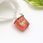 Natural Italian Raw Red Coral  925 Sterling Silver Vintage Pendant Gift For Woman