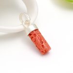 Natural Italian Raw Red Coral  925 Sterling Silver Statement Pendant Gift For Her