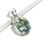 Genuine Green Moss Agate Bohemian Pendant Solid 925 Sterling Silver Fine Jewelry Birthday Gift for Girlfriend