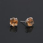 Genuine Citrine Hexagon 925 Sterling Silver Tiny Studs Earrings Yellow Stone Earrings for Her