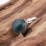 Natural Moss Agate Ball Pendant 925 Sterling Silver Designer Unique Jewelry Engagement Gift