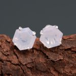 AAA++ Natural Lavender Quartz 925 Sterling Silver Hexagon Loose Stone Studs Earrings Anniversary Gift