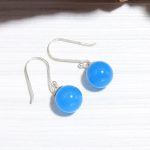 Blue Turquoise Natural 925 Sterling Silver Dainty Ball Earrings New Arrival Jewelry Gift For Mom