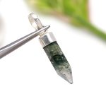 Moss Agate Statement Tower Crystal Healing Pendant with 925 Sterling Silver Jewelry for Women