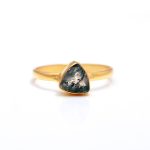Natural Moss Agate Trillion Shape Statement Gold Ring Perfect Birthday Gift