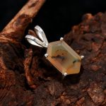 Montana Agate Natural 925 Sterling Silver Elongated Hexagon Shaped Statement Tiny Pendant
