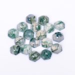 Green Moss Agate Rose Cut Hexagon Shape Calibrated Flatback Natural Loose Gemstone for Jewelry Making