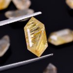 Golden Rutile Quartz Elongated Hexagon Loose Gemstone for Jewelry Making Healing Crystals for Her