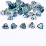 100% Natural Moss Agate Faceted Trillion Shape Calibrated Loose Gemstone for Jewelry Making Worry Stones