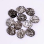 Natural Black Rutile Quartz New Arrival Oval Shape Cabochon Loose Gemstone for Jewelry Making Vintage Black Stones