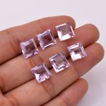 Genuine Pink Amethyst Faceted Square Shaped Loose Gemstone for Jewelry Making Step Cut Gemstone Lot