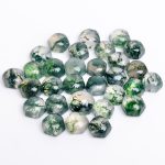 Genuine Green Moss Agate Faceted Hexagon Cabochon Calibrated Wholesale Loose Gemstone for Jewelry Making
