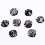 Black Rutile Quartz Best Quality Cushion Shape Loose Gemstone for Jewelry Making Natural Black Crystals