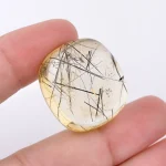 Natural Citrine Rutile Quartz Cushion Shape Cabochon, Loose Gemstone For Jewelry Making Crystal, Citrine Smooth Polished Gemstone 26X24 mm