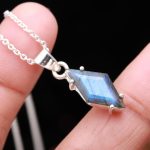 Natural Labradorite Kite Shape Pendant 925 Sterling Silver Dainty Necklace With Chain Birthday Gift