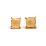 Natural Golden Rutile Quartz Octagon Shape Dainty Stud Earrings for Daughter