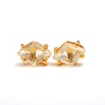 Natural Golden Rutile Quartz Kite Stud Earrings Handmade Jewelry for Women
