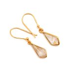 Natural Golden Rutile Quartz Kite Shape Healing Dangle Earrings for Wedding
