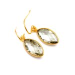 Natural Green Amethyst Marquise Shape Dangle Earrings Boho Gold Jewelry Wedding Gift