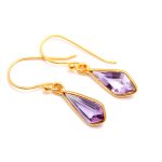 Natural Pink Amethyst Kite Dainty Dangle Earrings Gold Jewelry for Sister