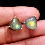 Natural Rainbow Labradorite Handmade Stud Earrings 925 Sterling Silver Jewelry Birthday Gift