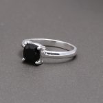 Natural Black Onyx Cushion Shape Vintage Ring 925 Sterling Silver Boho Jewelry for Wife