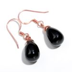 Natural Black Onyx Teardrop Dangle Earrings 925 Sterling Silver Rose Gold Plated Jewelry Unique Gift