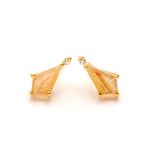 Natural Golden Rutile Kite Shape Statement Stud Earrings Boho Jewelry for Her