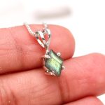 Natural Blue Fire Labradorite Kite Shape Pendant 925 Sterling Silver Elegant Necklace With Chain Fathers Day Gift
