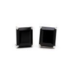 Natural Black Onyx Octagon Vintage Stud Earrings 925 Sterling Silver Birthstone Jewelry for Women