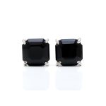 Natural Black Onyx Asscher Octagon Tiny Stud Earrings 925 Sterling Silver Jewelry Gift for Mom
