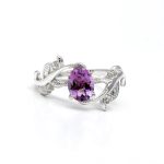 Natural Amethyst Oval Shape Leaf Ring 925 Sterling Silver Wedding Jewelry For Woman