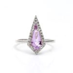 Natural Amethyst Kite Shape Ring 925 Sterling Silver Rose De France Designer Engagement Ring