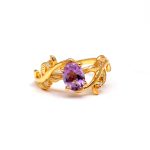 Natural Pink Amethyst Oval Shape Wedding Gold Ring Designer Jewelry Gift For Her