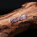 Natural Pink Amethyst Oval Shape Stud Earrings 925 sterling Silver Unique Rose De France jewelry For Mom