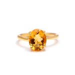 Natural Yellow Citrine Oval Shape Anniversary Gold Ring Jewelry for Her