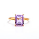 Natural Pink Amethyst Octagon Shape Statement Ring Gold Jewelry Anniversary Gift