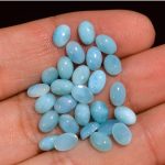 Genuine Blue Larimar Oval Shape Loose Gemstone Cabochon for Jewelry Making Flat Back Stones