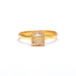 Natural Golden Rutile Hexagon Gold Ring Handmade Jewelry Birthday Ring for Her