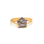 Natural Black Rutile Quartz Pentagon Vintage Gold Ring Boho Gold Jewelry Gift For woman