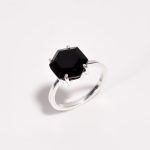 Natural Black Onyx Handmade Hexagon Shape Ring 925 Sterling Silver Jewelry Anniversary Gift