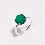 Natural Green Onyx Hexagon Shape Bohemian Ring 925 Sterling Silver Jewelry Anniversary Gift