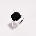Natural Black Onyx Cushion Shape Healing Ring 925 Sterling Silver Jewelry Birthday Gift