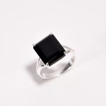Natural Black Onyx Octagon Shape Stacking Ring 925 Sterling Silver Jewelry Engagement Gift