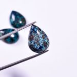 Natural Azurite Pear Shape Calibrated Loose Gemstone for Jewelry Making Flat Back Cabochons