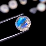 Blue Fire Rainbow Moonstone Faceted Round Loose Gemstone for Jewelry Making Natural Crystals